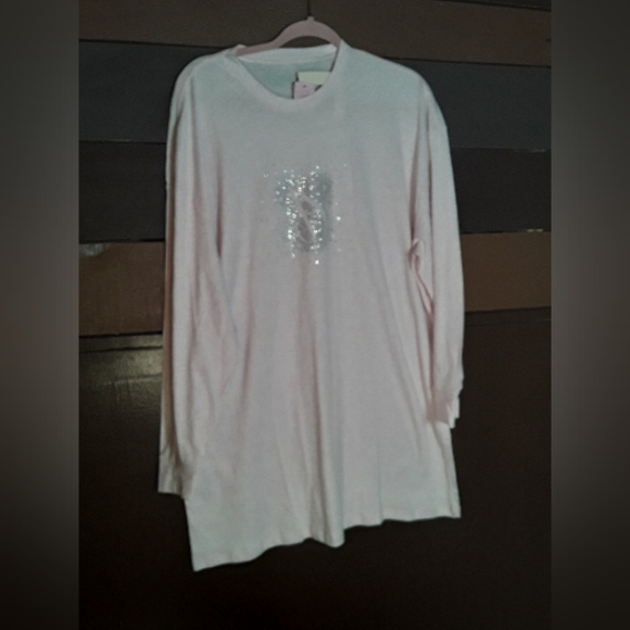 NWT Med Pink Heathered Victoria's Secret Long sleeve Gorgeous Nightshirt Bling - Picture 5 of 12